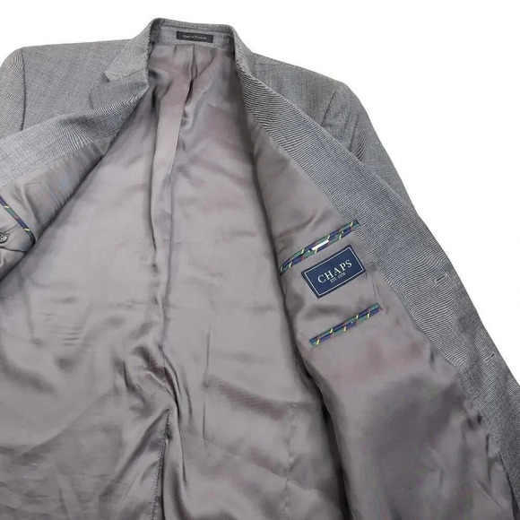 Chaps Men's 44L Suit Jacket Gray Wool 2 Button - Picture 5 of 13